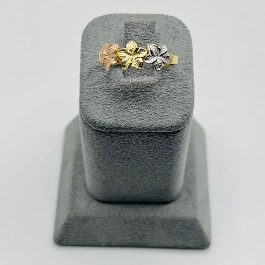 10k Gold Tri-Color Multi- Hibiscus Ring