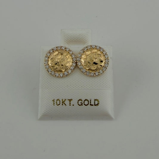 10k Gold Rounded Cz Nugget Earrings