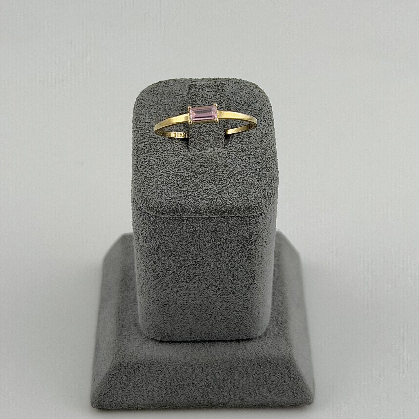 10K Gold CZ Rectangle Birthstone Rings