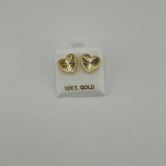 10K Gold Fancy Heart Earrings