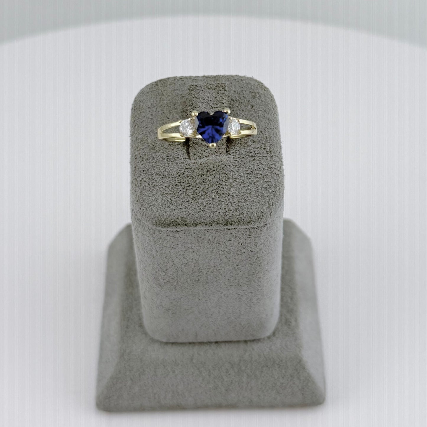 10k Gold Triple Cz Heart Birthstone