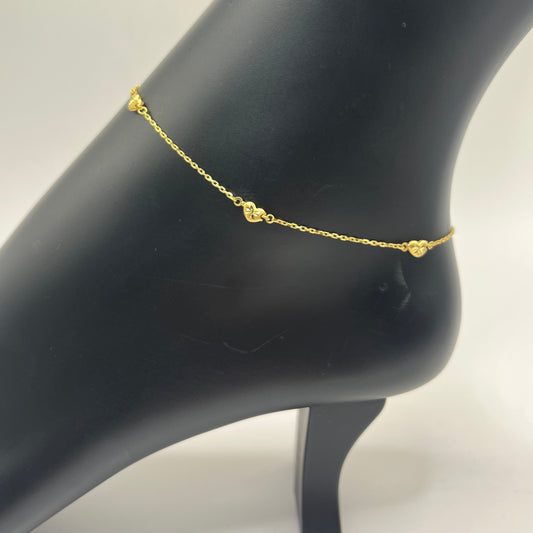 10k Gold Bubbly Heart Anklet