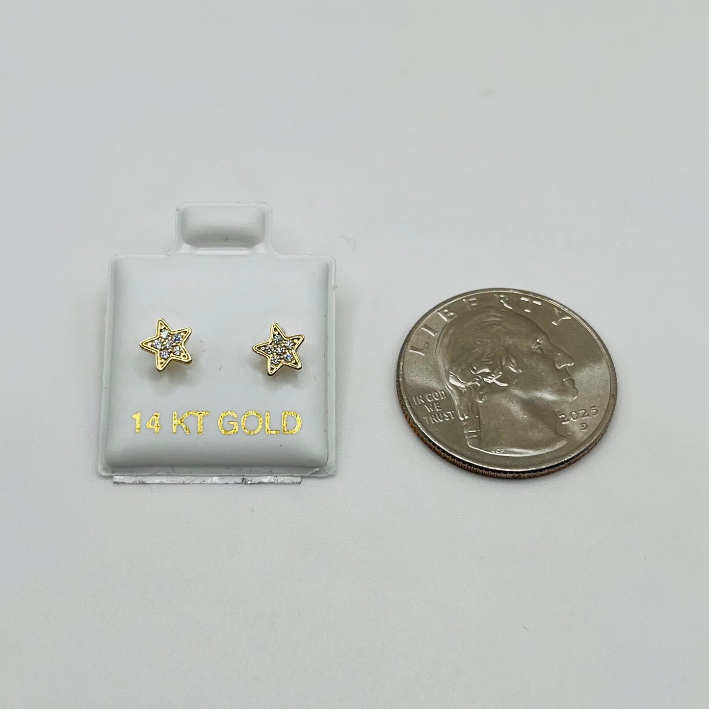 14k Gold Cz Star Baby Earrings