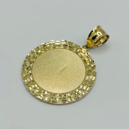 14K Gold Nugget Picture Pendant | Face Size: 37mm