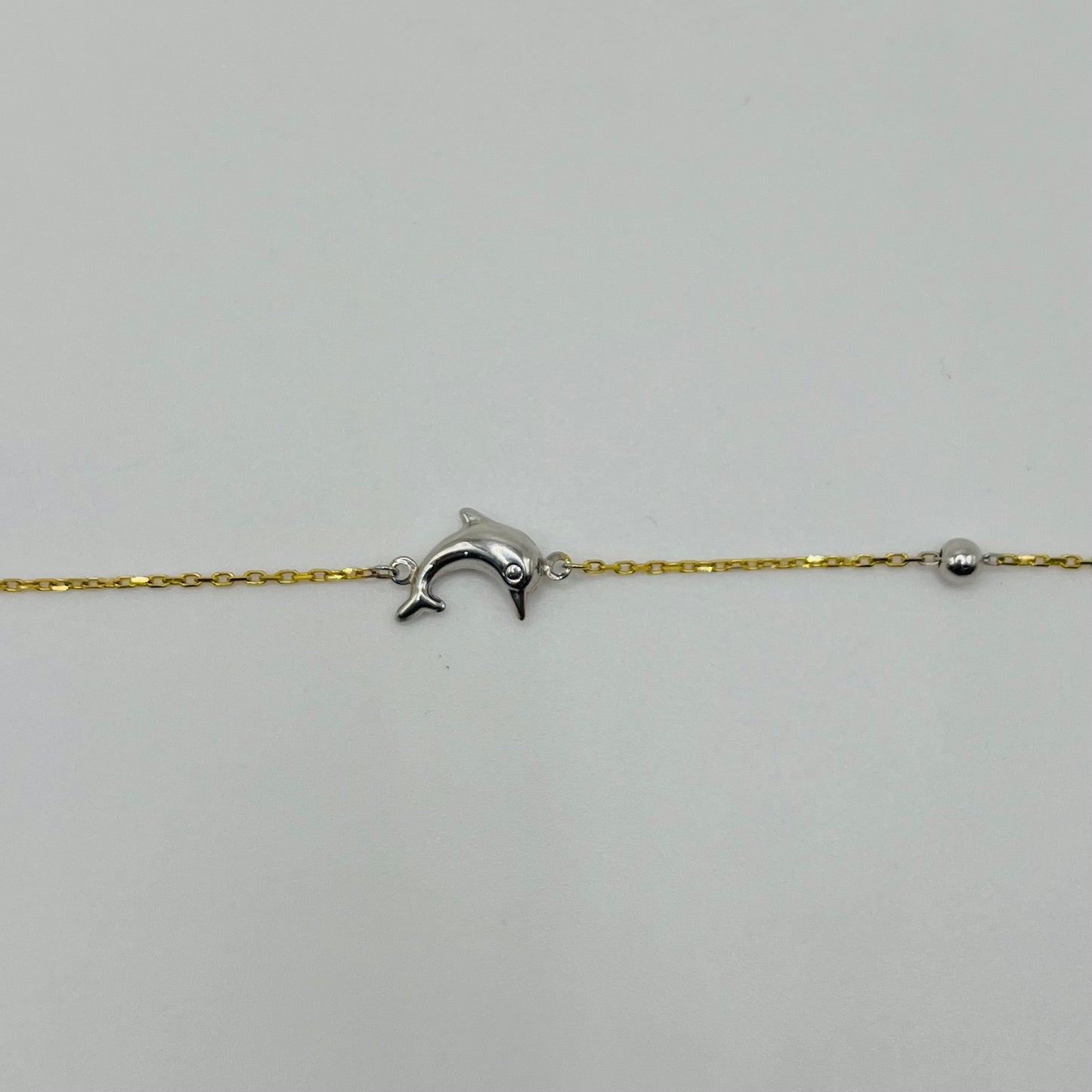 10k Gold Two Tone Dolphin Anklet