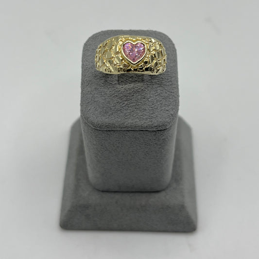 10k Gold Pink Heart Nugget Ring