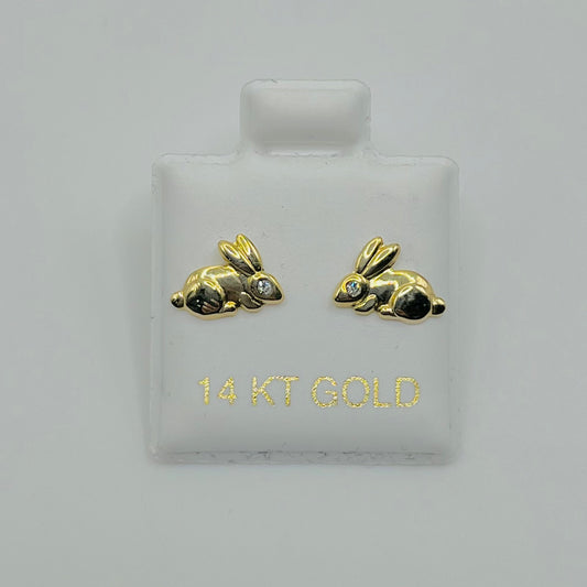 14k Gold Bunny Screwback Earrings