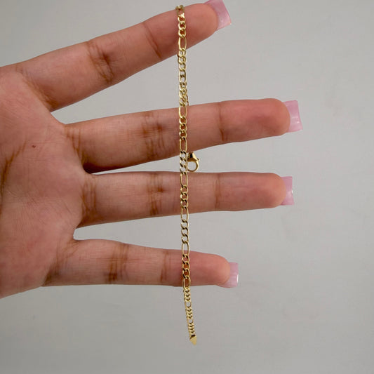 10k Gold 2.5mm Figaro Bracelet