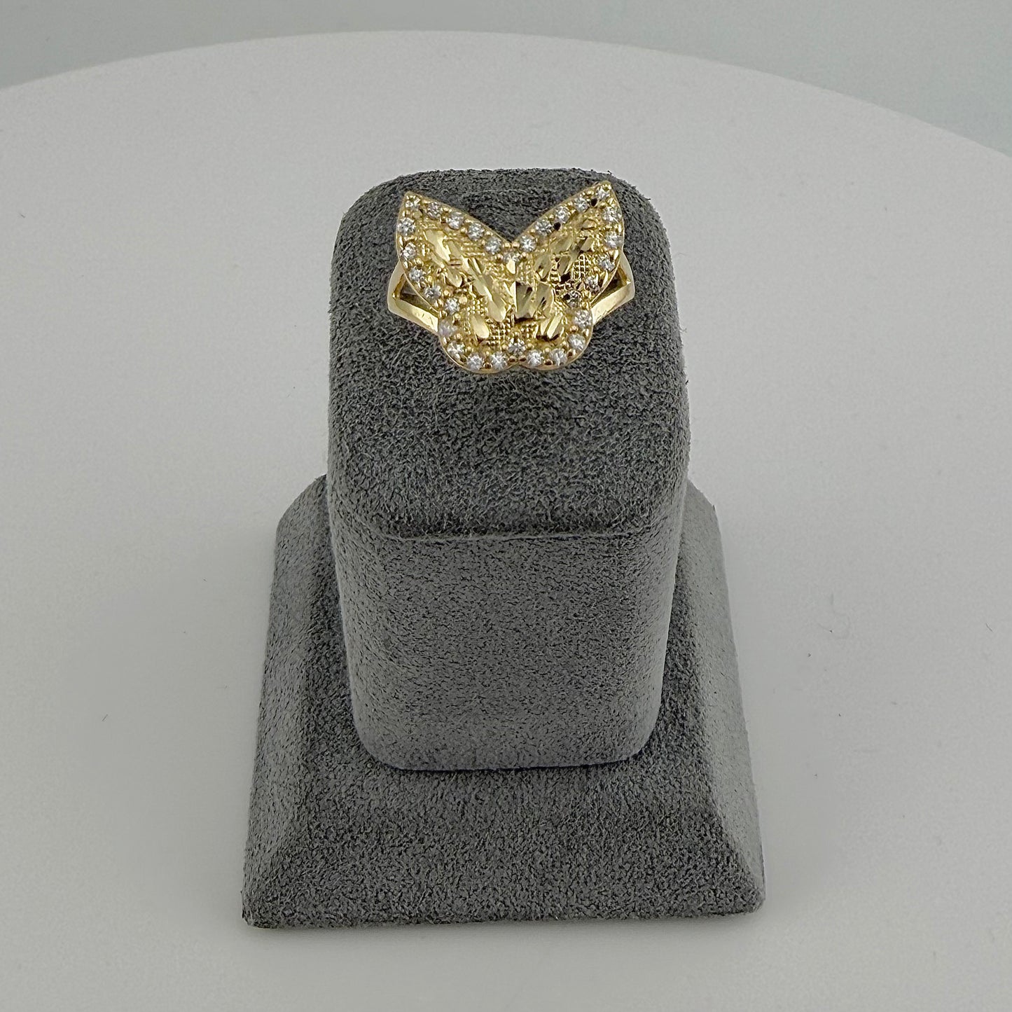 10k Gold Cz Nugget Butterfly Band Ring (S)