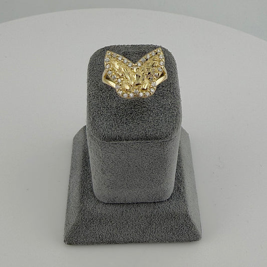 10k Gold Cz Nugget Butterfly Band Ring (S)