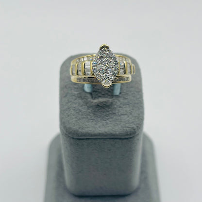 14k Gold Natural Diamond Marquise Two Tier Band Ring