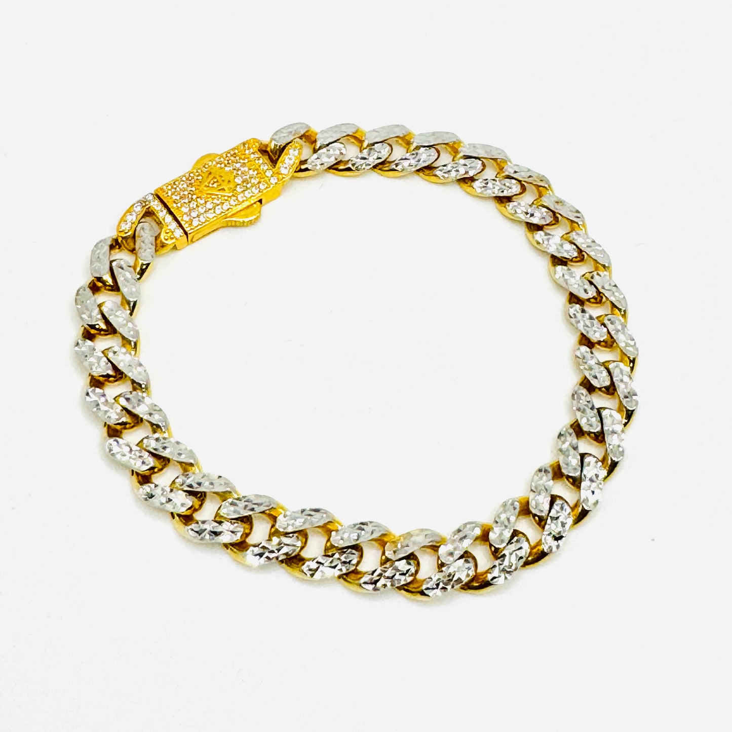 10K Gold 10 mm Miami Cuban Monaco Bracelet