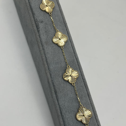 14k Gold Fancy Clover Bracelet (LRG)