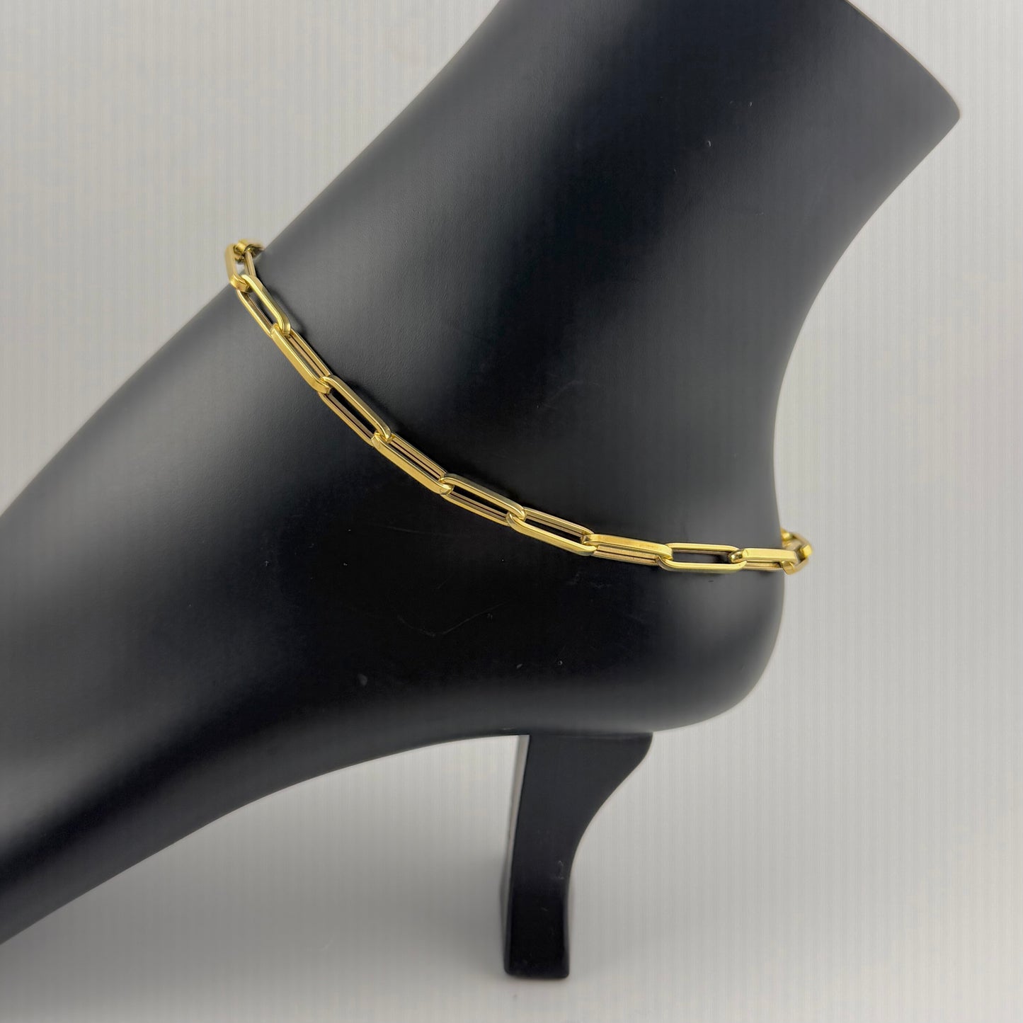 10k Gold 4mm Paperclip Anklet