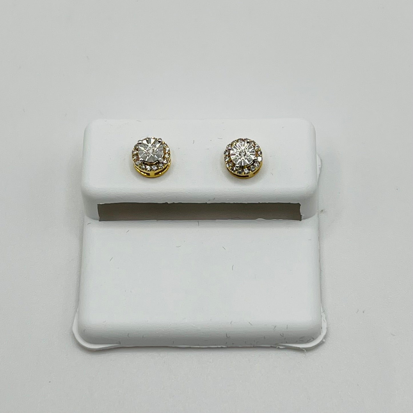 10K Gold Diamond Fusion Round Earrings