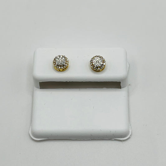 10K Gold Diamond Fusion Round Earrings