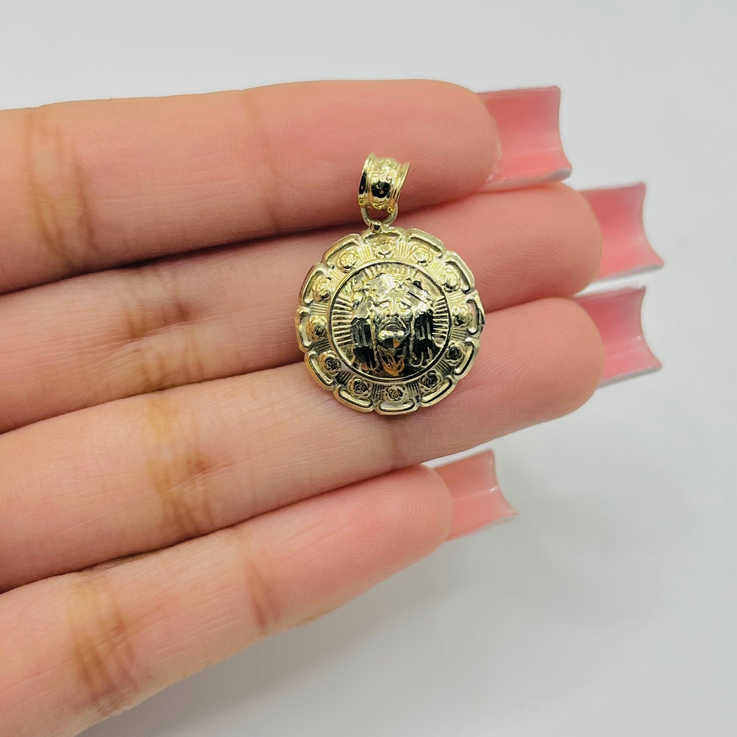 10k Gold Double Side Jesus and Virgin Mary Charm ( Small)