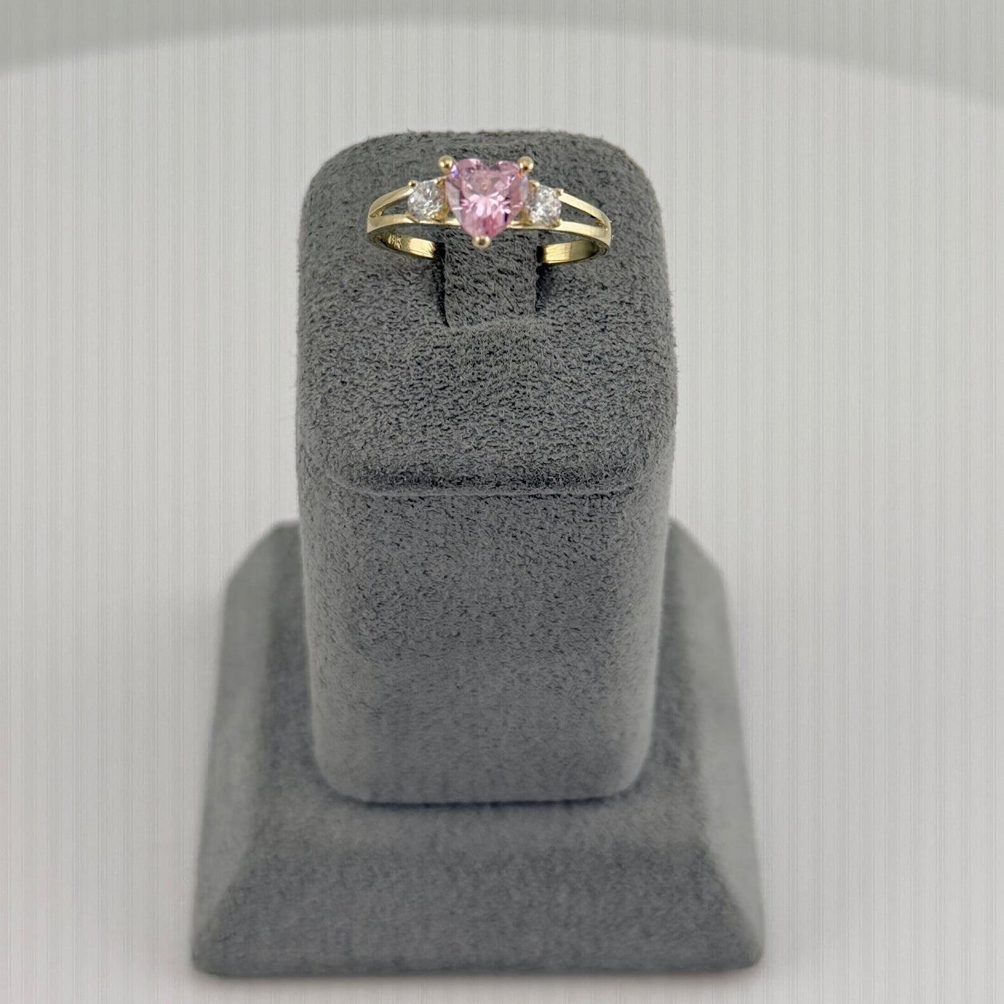 10k Gold Triple Cz Heart Birthstone