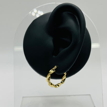 10K Gold Twist Hoops (1")