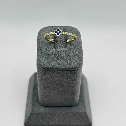 10K Gold Micro Clover with CZ Band Ring
