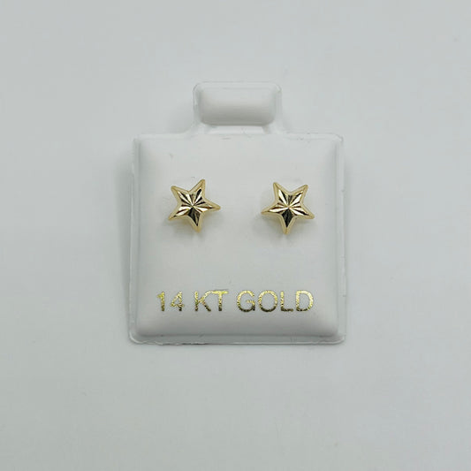 14k Gold Fancy Star Screwback Earrings