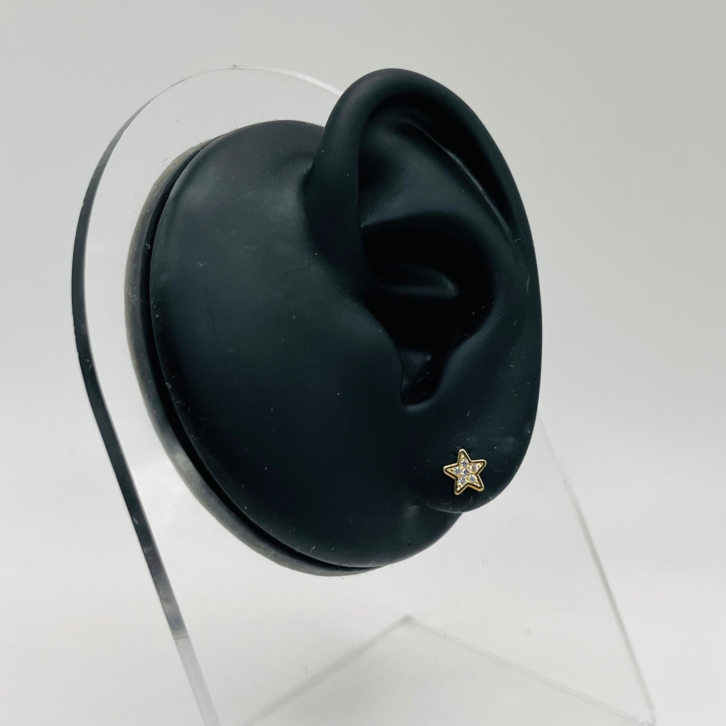 14k Gold Cz Star Baby Earrings