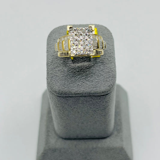 10k Gold Natural Diamond Two Tier Portrait Ring