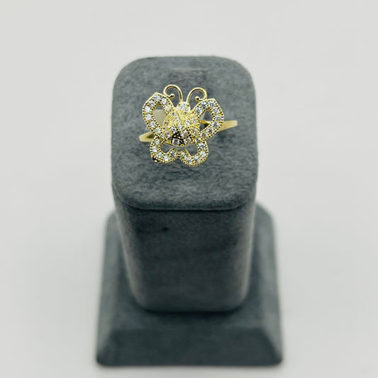 10k Gold CZ Butterfly Spinning Ring