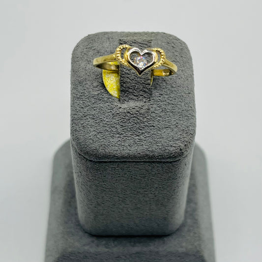 10K Gold Elegant Heart CZ Ring