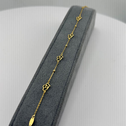 10k Gold Designer Bracelet - Double Heart