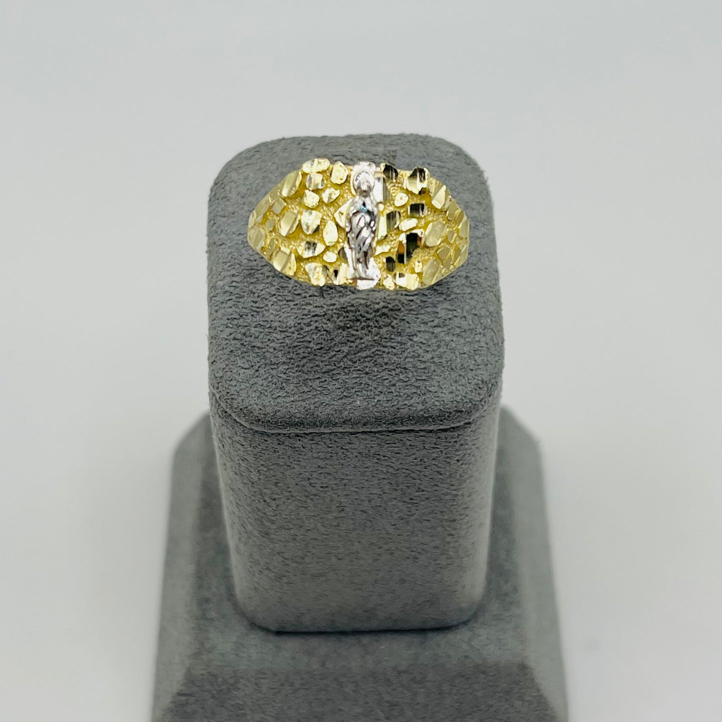 10k Gold Two Tone Virgin Mary Nugget Ring