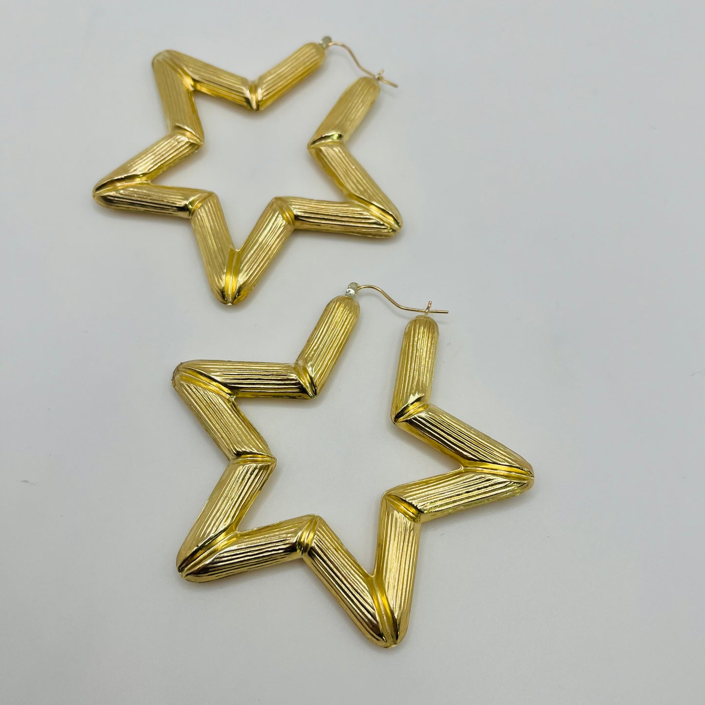10K Gold Star Banmboo Earrings ( XL, 3")