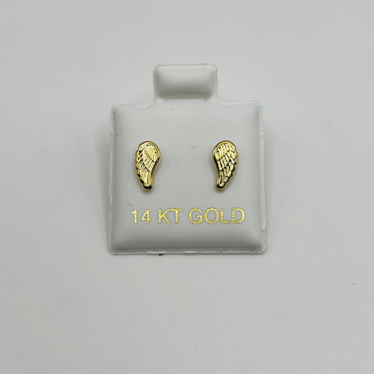 14k Gold Angel Wing Baby Earrings