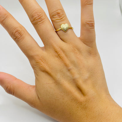 10k Gold Ribbed Domed Heart Ring