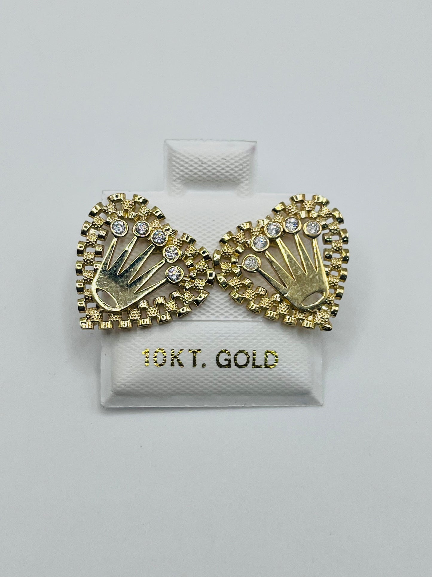 10K Gold RX Heart Earrings with Crown