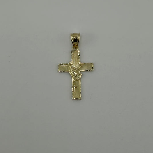 10k Gold Rosary Design Cross Charm (M)