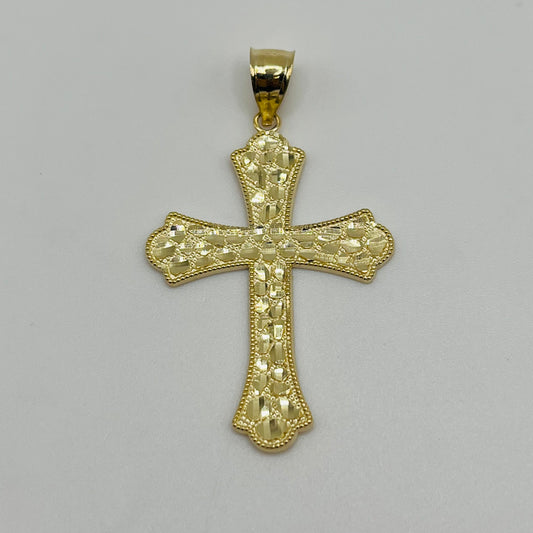 10k Gold Sol Nugget Cross Pendant (M)