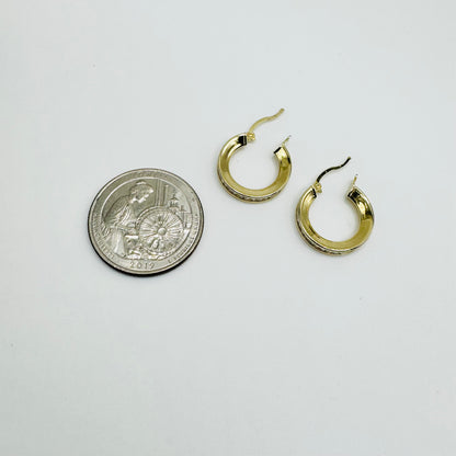 14K Gold Huggies with CZ (Thicker)