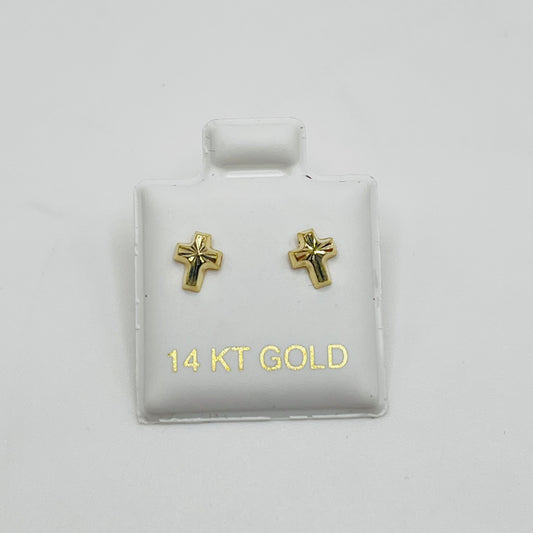 14k Gold Dc Cross Baby Earrings