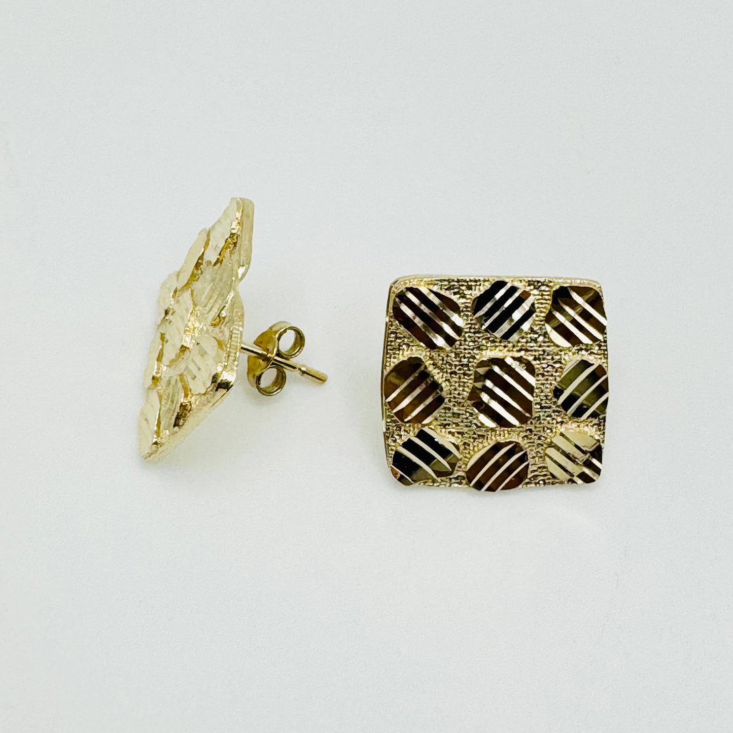 10k Gold Square Nugget Earrings