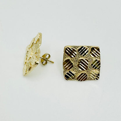 10k Gold Square Nugget Earrings