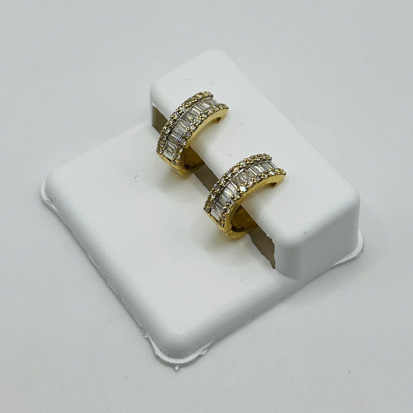 10k Gold Diamond Baguette Hoop Earrings