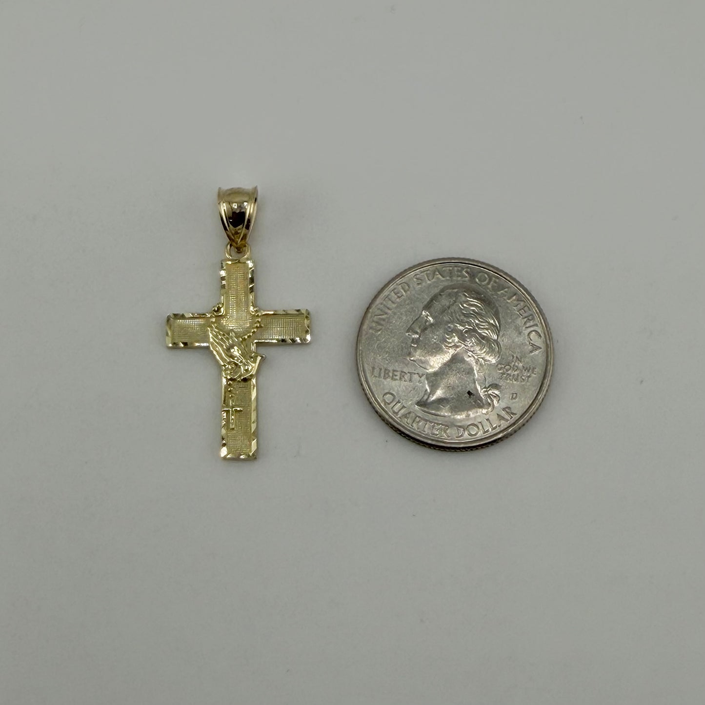 10k Gold Rosary Design Cross Charm (M)