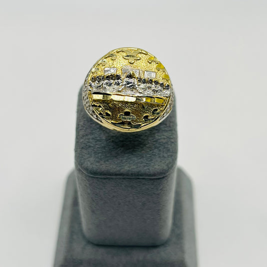 10k Gold Blessed Table Cz Band Ring