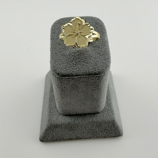 10k Gold Matte Plumeria Ring