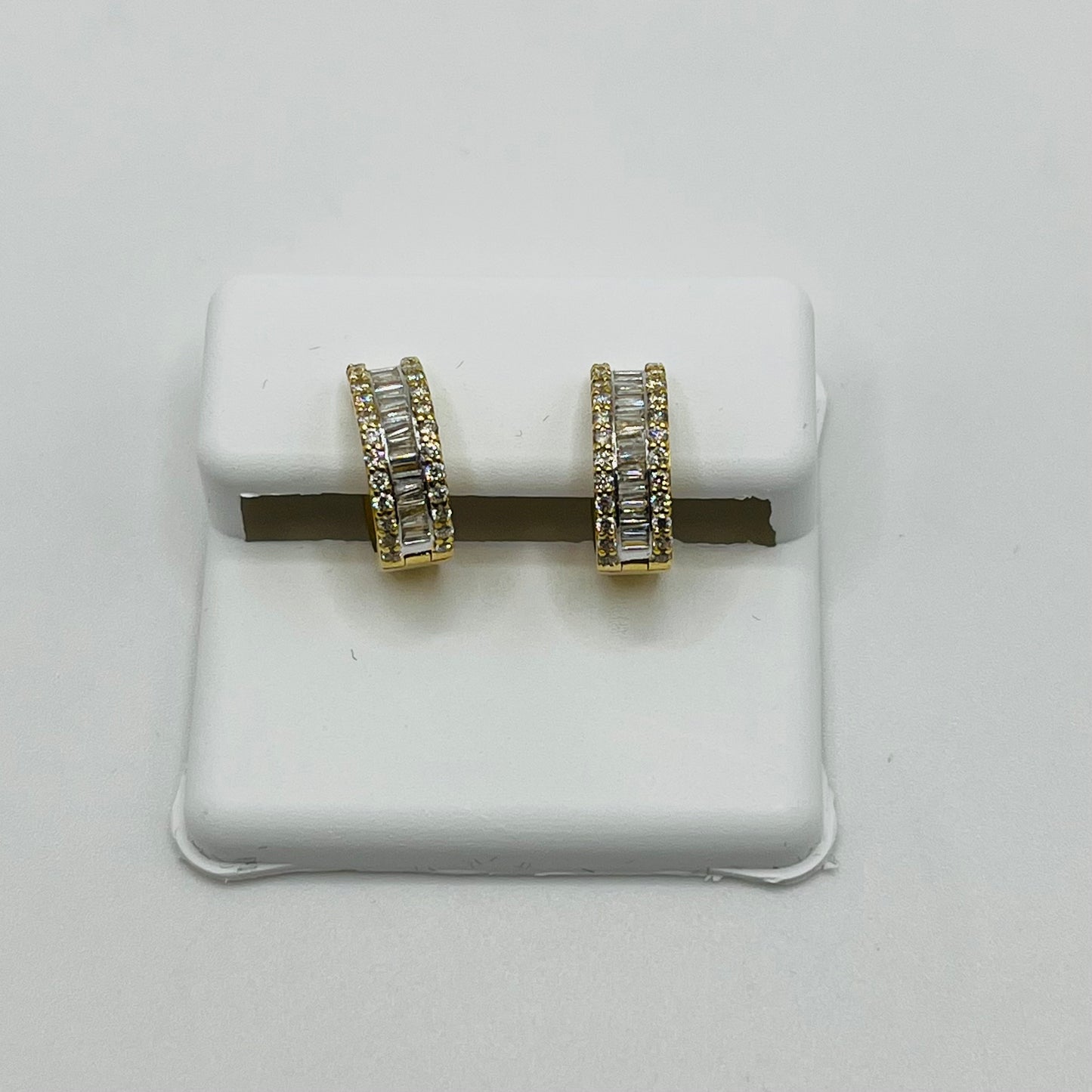 10k Gold Diamond Baguette Hoop Earrings