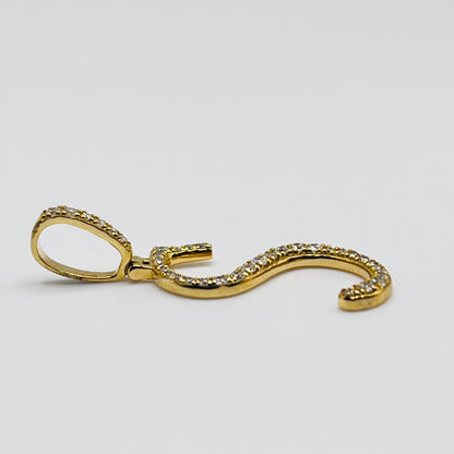 14K Gold Diamond Initial Charm (Cursive Font)