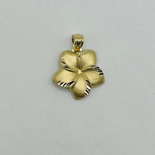 10k Gold Stonefinish Hibiscus Charm