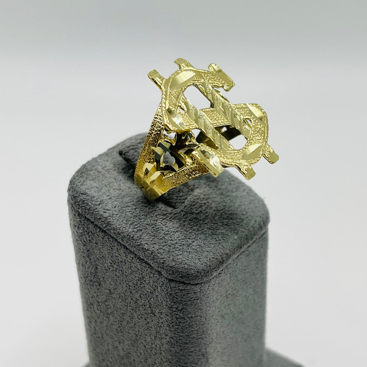 10K Gold Matte Money Sign Ring | Face Size: 24mm