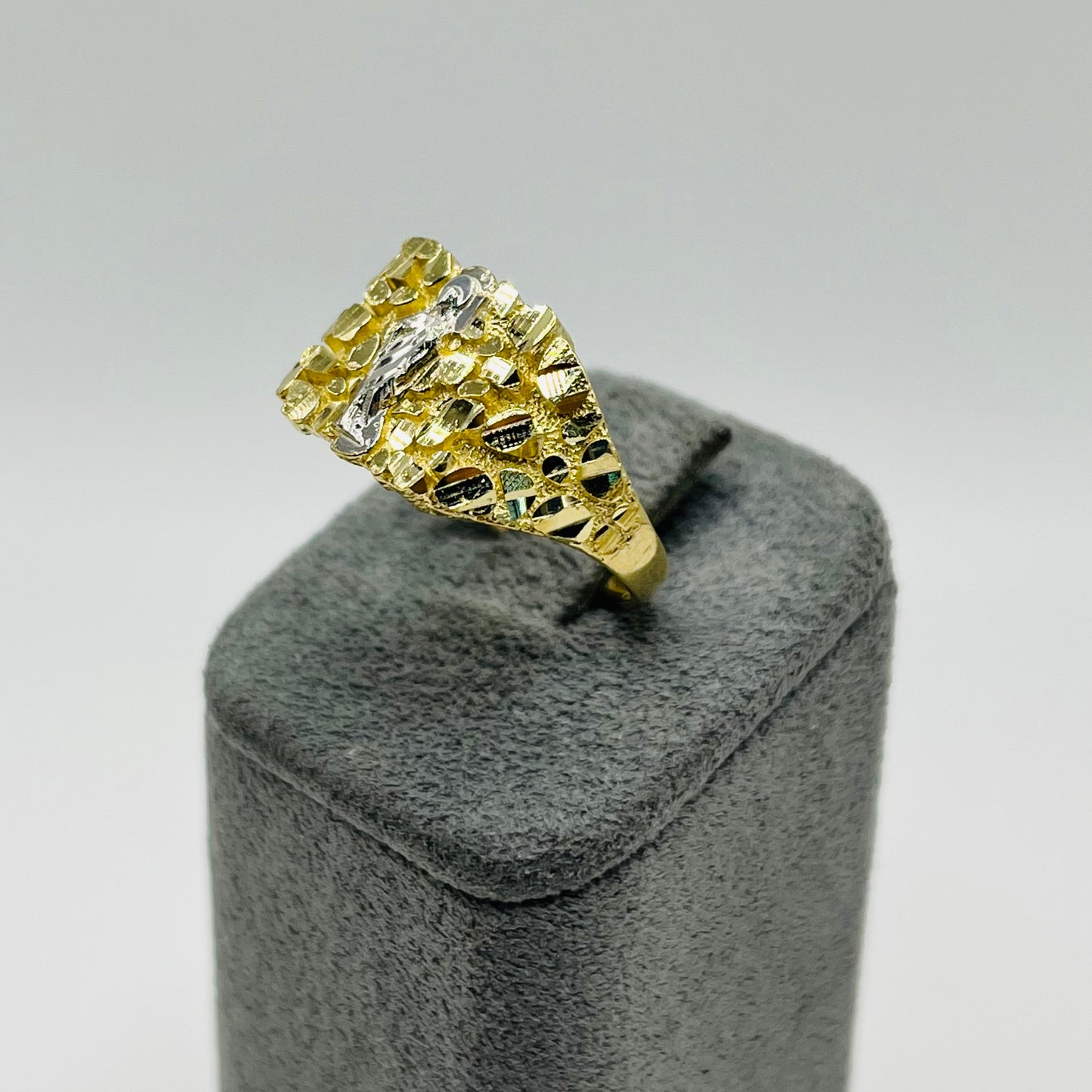 10k Gold Two Tone Virgin Mary Nugget Ring